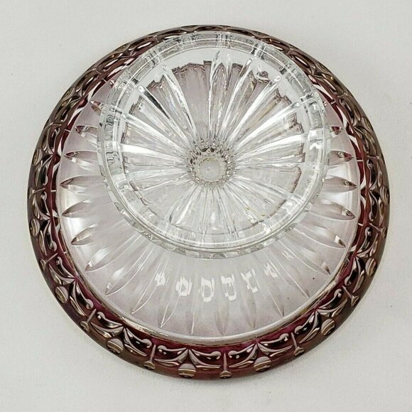 Vintage Anna Hutte Bleikristall Ruby Gold Compote Crystal Pedestal Footed Bowl - Picture 7 of 7